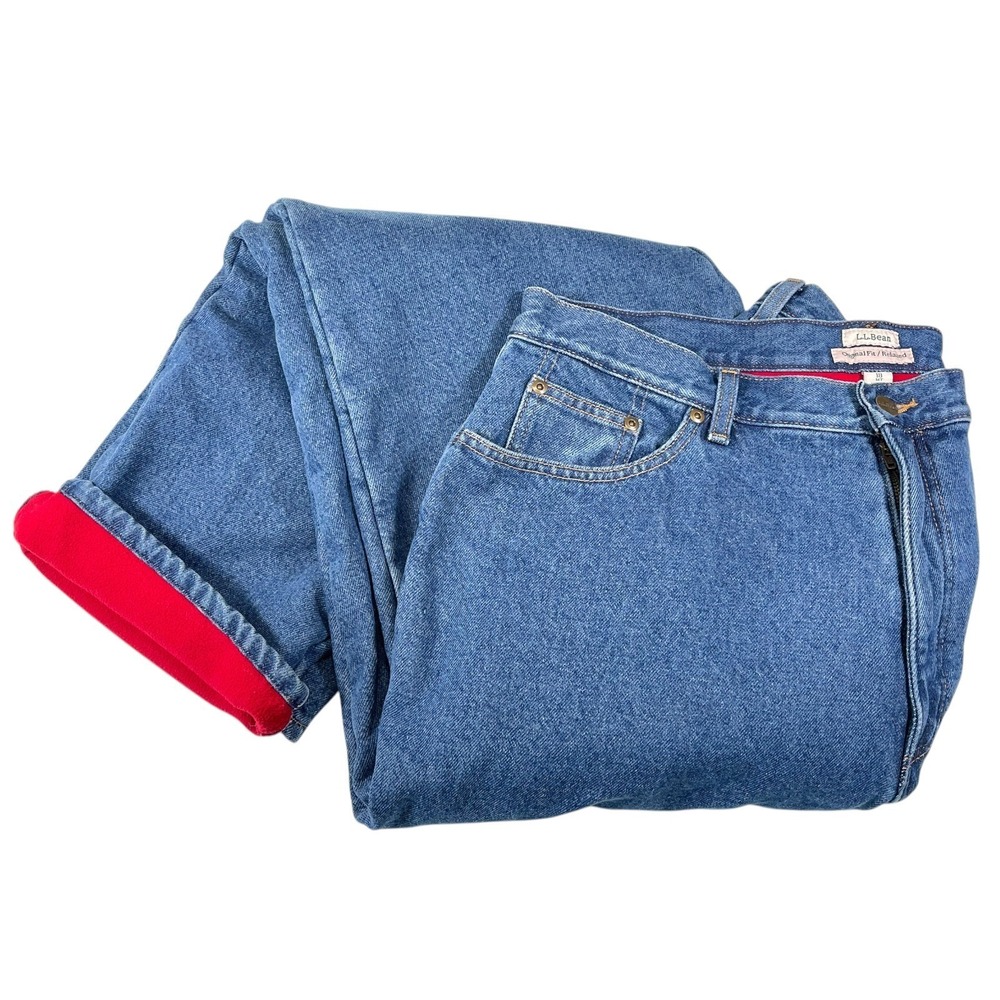 L.L. Bean 18‎ MT Blue Fleece Lined Jeans Original Fit Relaxed Gorpcore Cabin
